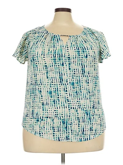 Pre-owned Apt. 9 Short Sleeve Blouse In Teal