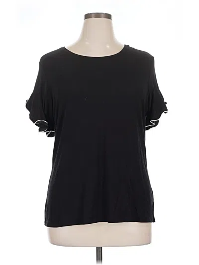 Pre-owned Apt. 9 Short Sleeve Top Black Cold Shoulder Neckline Tops