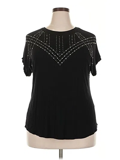 Pre-owned Apt. 9 Short Sleeve Top Black Keyhole Neckline Tops