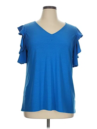 Pre-owned Apt. 9 Short Sleeve Top Blue Cold Shoulder Neckline Tops