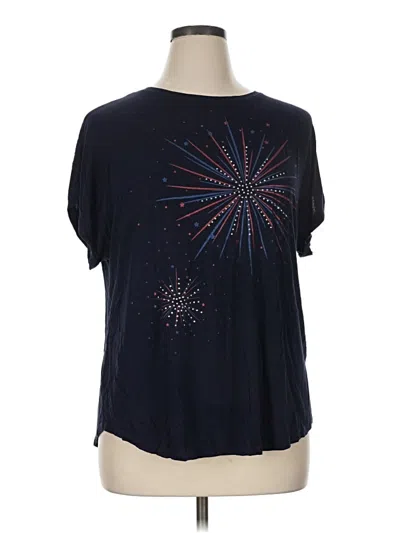 Pre-owned Apt. 9 Short Sleeve Top Blue Stars Pattern Scoop Neck Tops