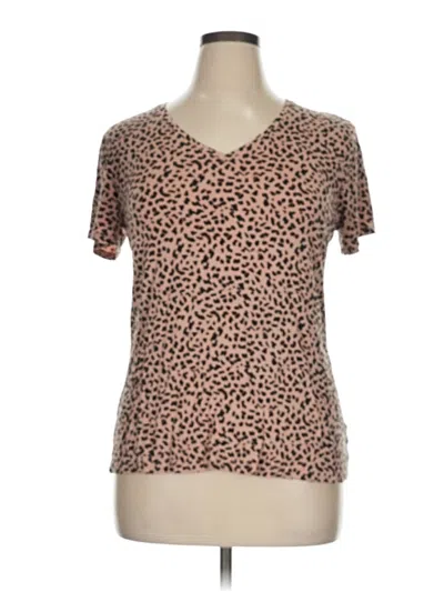 Pre-owned Apt. 9 Short Sleeve Top Brown Animal Print Pattern V Neck Tops