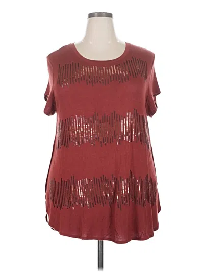 Pre-owned Apt. 9 Short Sleeve Top Burgundy Solid Pattern Scoop Neck Tops