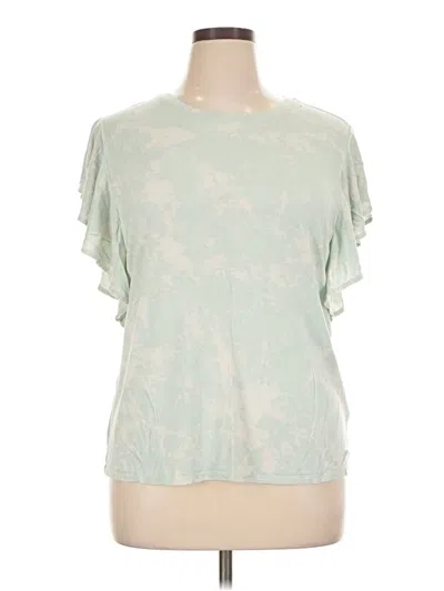 Pre-owned Apt. 9 Short Sleeve Top Green Cold Shoulder Neckline Tops