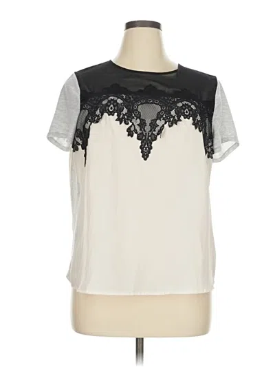 Pre-owned Apt. 9 Short Sleeve Top Ivory Mock Neckline Tops In White