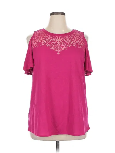 Pre-owned Apt. 9 Short Sleeve Top Pink Cold Shoulder Neckline Tops