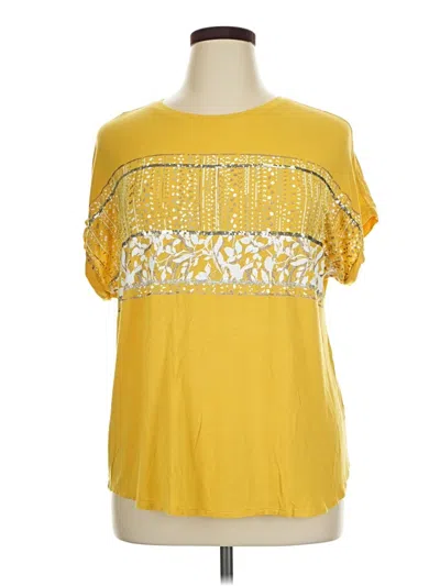 Pre-owned Apt. 9 Short Sleeve Top Yellow Square Neckline Tops