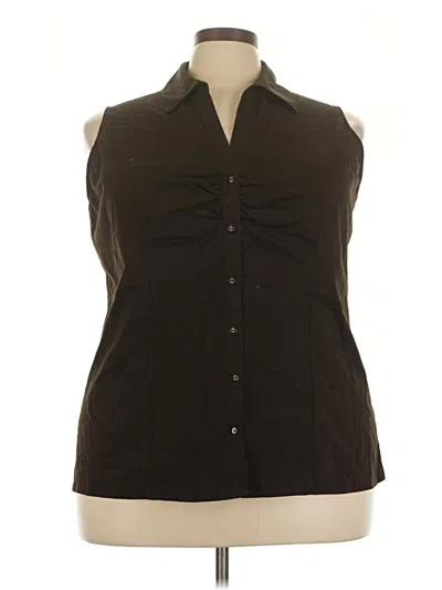 Pre-owned Apt. 9 Sleeveless Button Down Shirt In Brown