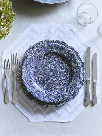 Aptware Louis Xv Marbled Ceramic Starter Plate (10in/25cm) In Blue