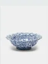 Aptware Marbled Ceramic Footed Serving Bowl In Blue