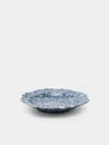 Aptware Marbled Ceramic Large Serving Bowl In Blue