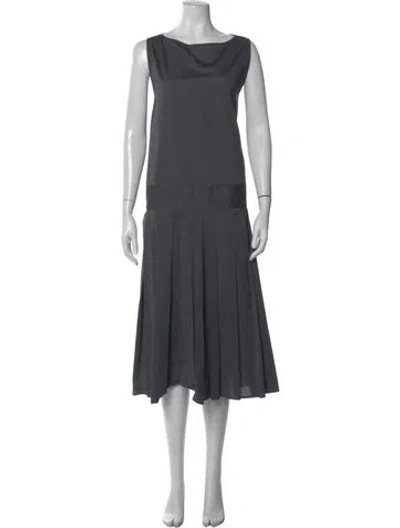 Pre-owned Apuntob Bateau Neckline Midi Length Dress In Gray