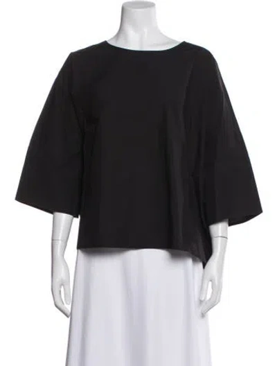 Pre-owned Apuntob Bateau Neckline Short Sleeve Top In Black