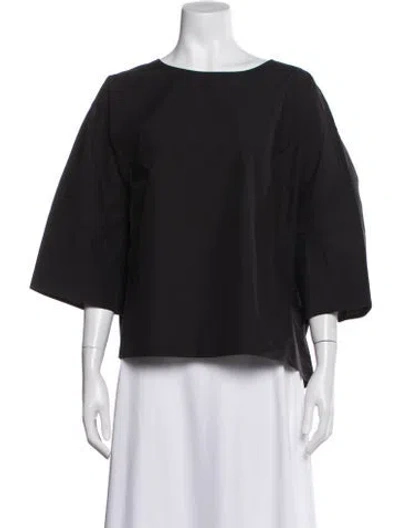 Pre-owned Apuntob Bateau Neckline Three-quarter Sleeve Top In Black