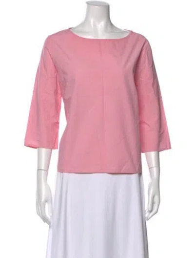 Pre-owned Apuntob Bateau Neckline Three-quarter Sleeve Top In Pink