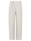 Apuntob Beige Linen Straight-leg Trousers In Gray