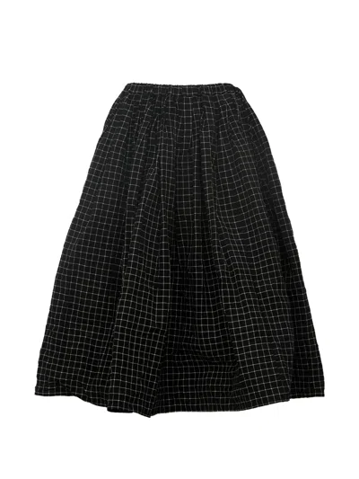 Apuntob Check Gathered Skirt In Black