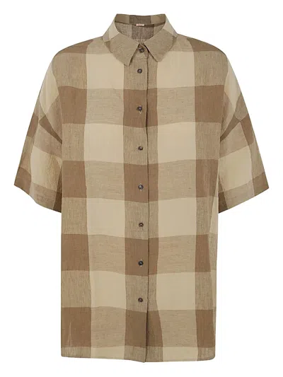 Apuntob Check-patterned Short-sleeve Shirt In Brown