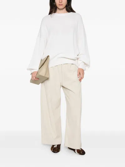 Apuntob Corduroy Drawstring Trousers In White