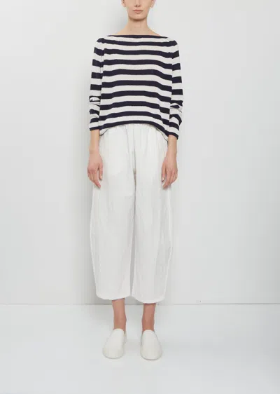 Apuntob Cotton Linen Curved Trousers In White