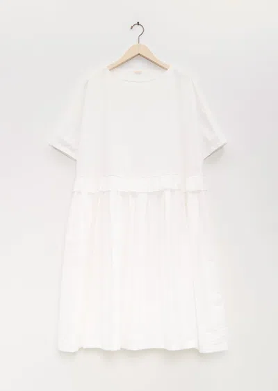 Apuntob Cotton Pleated Trim Dress In Milk