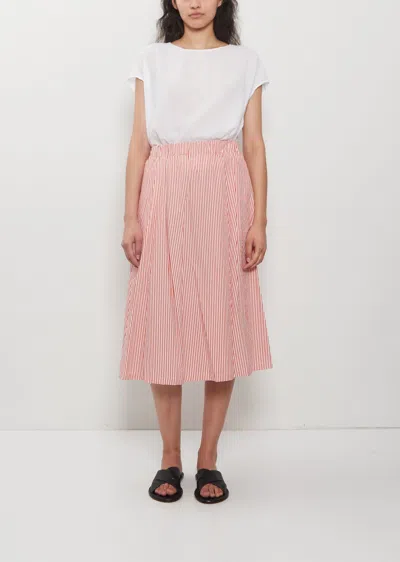 Apuntob Cotton Striped Gathered Skirt In Red