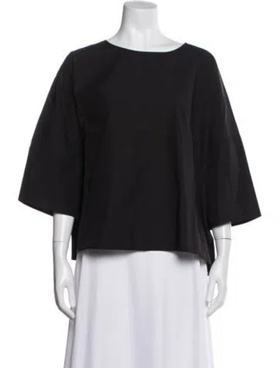 Pre-owned Apuntob Crew Neck Three-quarter Sleeve Top In Black