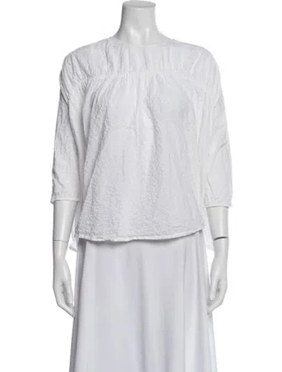 Pre-owned Apuntob Crew Neck Three-quarter Sleeve Top In White