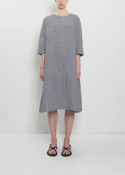 Apuntob Crinkled Linen 3/4 Sleeve Tunic Dress In Multi