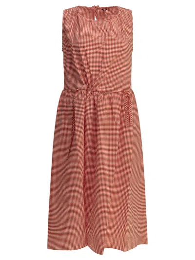 Apuntob Gingham-check Sleeveless Midi Dress In Red