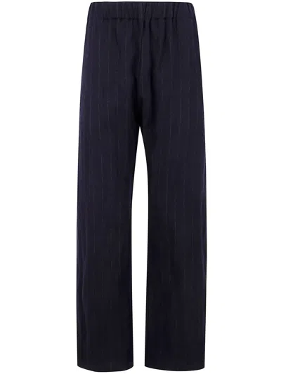 Apuntob Elastic Waist With Pockets Curved Legs Trousers In Black