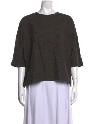 Pre-owned Apuntob Floral Print Crew Neck Top W/ Tags In Green