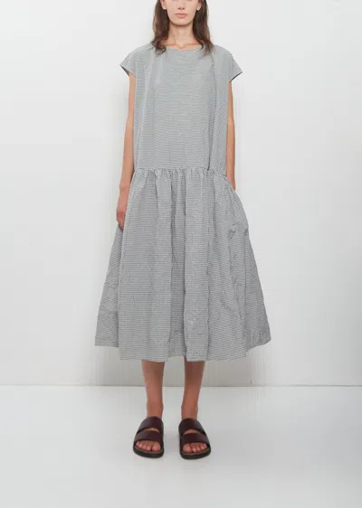 Apuntob Gingham Check Cotton Dress In Gray