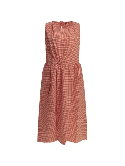 Apuntob Gingham-check Sleeveless Midi Dress In Red