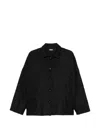 Apuntob Herringbone-pattern Front-button Jacket In Black