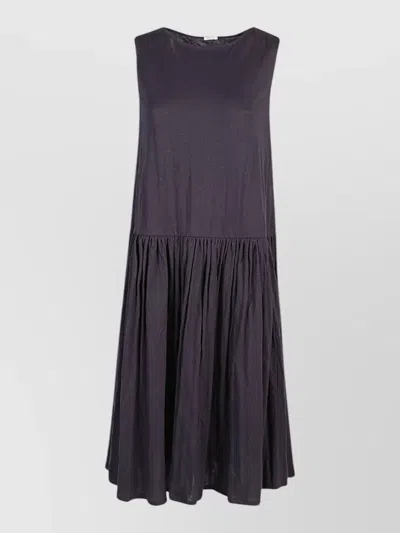 Apuntob Jersey Midi Dress Crewneck Sleeveless Pleated In Black