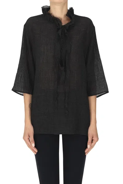 Apuntob Linen And Wool Blouse In Black