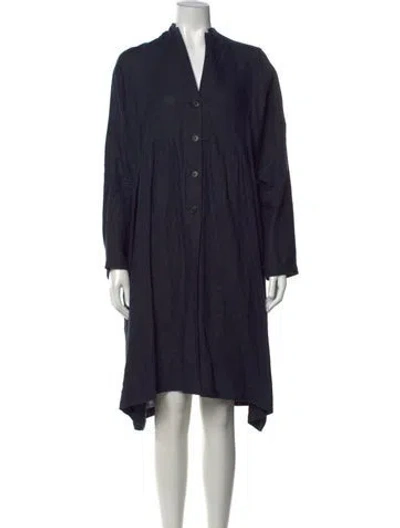 Pre-owned Apuntob Linen Knee-length Dress In Blue