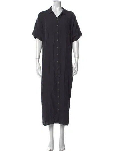 Pre-owned Apuntob Linen Long Dress In Gray