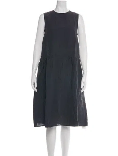 Pre-owned Apuntob Linen Midi Length Dress In Blue