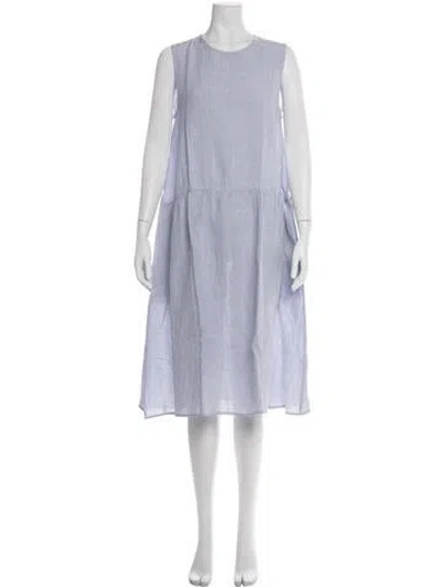 Pre-owned Apuntob Linen Midi Length Dress In Blue