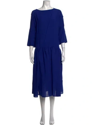 Pre-owned Apuntob Linen Midi Length Dress In Blue