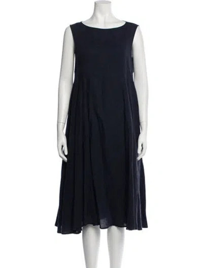 Pre-owned Apuntob Linen Midi Length Dress In Blue
