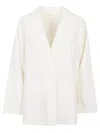 Apuntob Linen Single-breasted Jacket In White