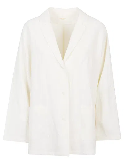 Apuntob Linen Single-breasted Jacket In White