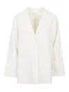 Apuntob Linen Single-breasted Jacket In White