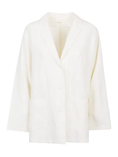 Apuntob Linen Single-breasted Jacket In White