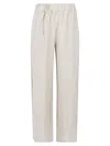 Apuntob Beige Linen Straight-leg Trousers In Beige