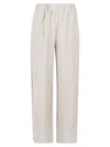 Apuntob Beige Linen Straight-leg Trousers In Beige