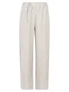 Apuntob Beige Linen Straight-leg Trousers In Beige